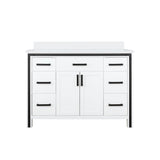 Ziva Freestanding 48 in. Freestanding Bathroom Vanity With Double Integrated Ceramic Sink, White Cultured Marble Top