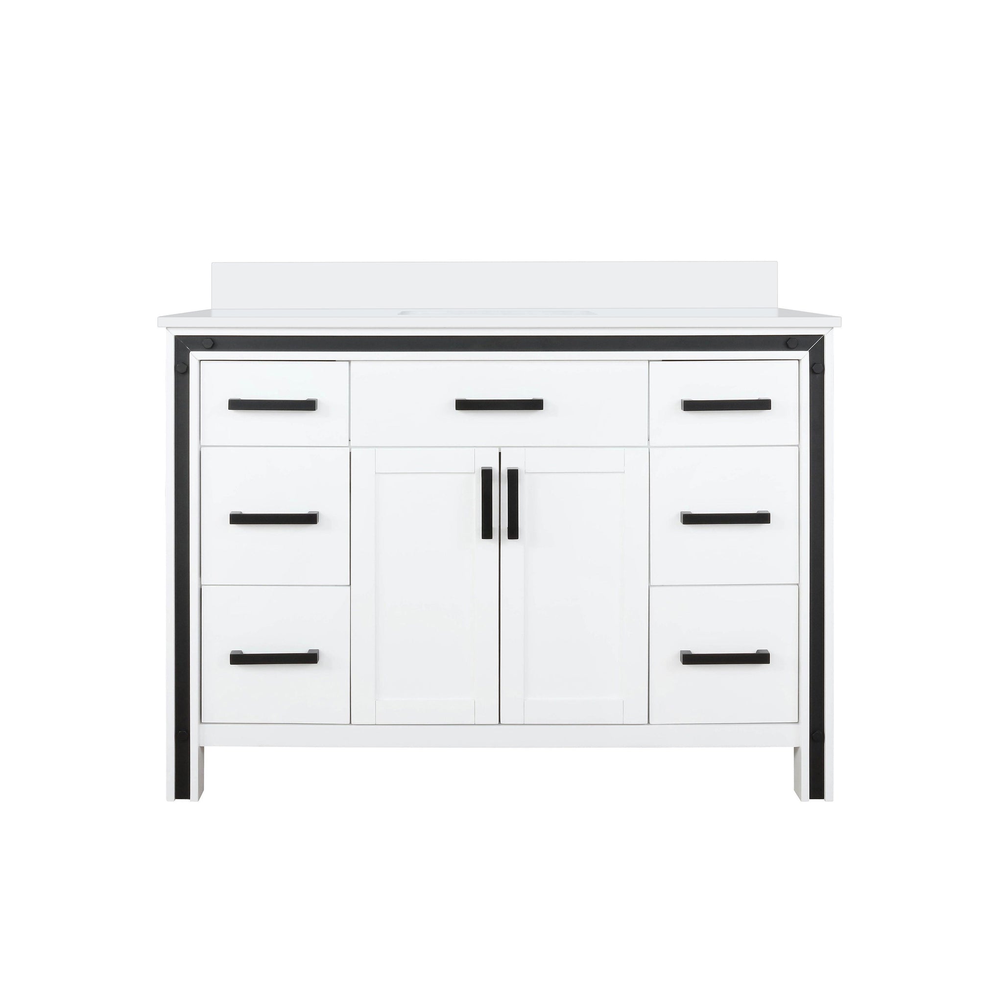 Ziva Freestanding 48 in. Freestanding Bathroom Vanity With Double Integrated Ceramic Sink, White Cultured Marble Top