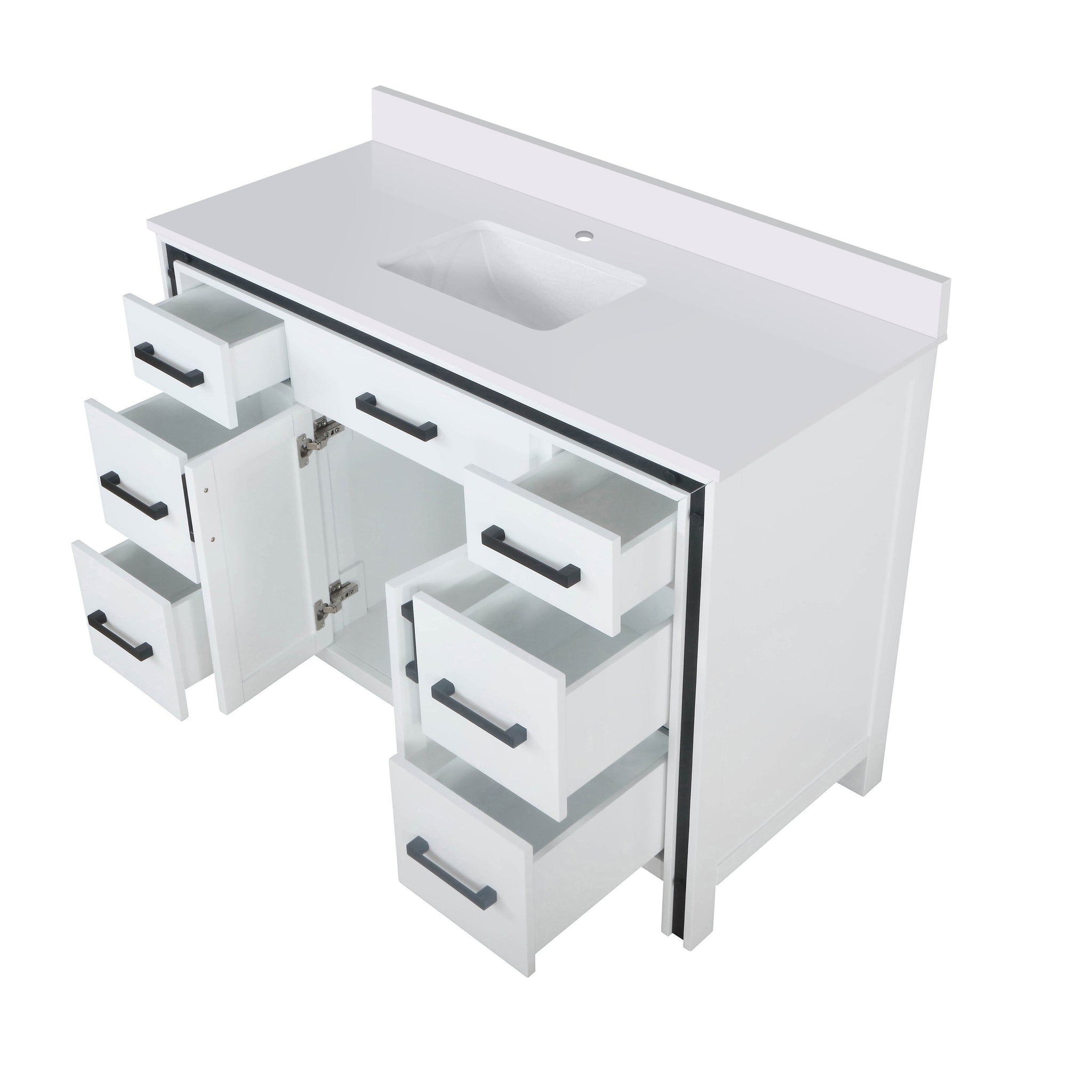 Ziva Freestanding 48 in. Freestanding Bathroom Vanity With Double Integrated Ceramic Sink, White Cultured Marble Top