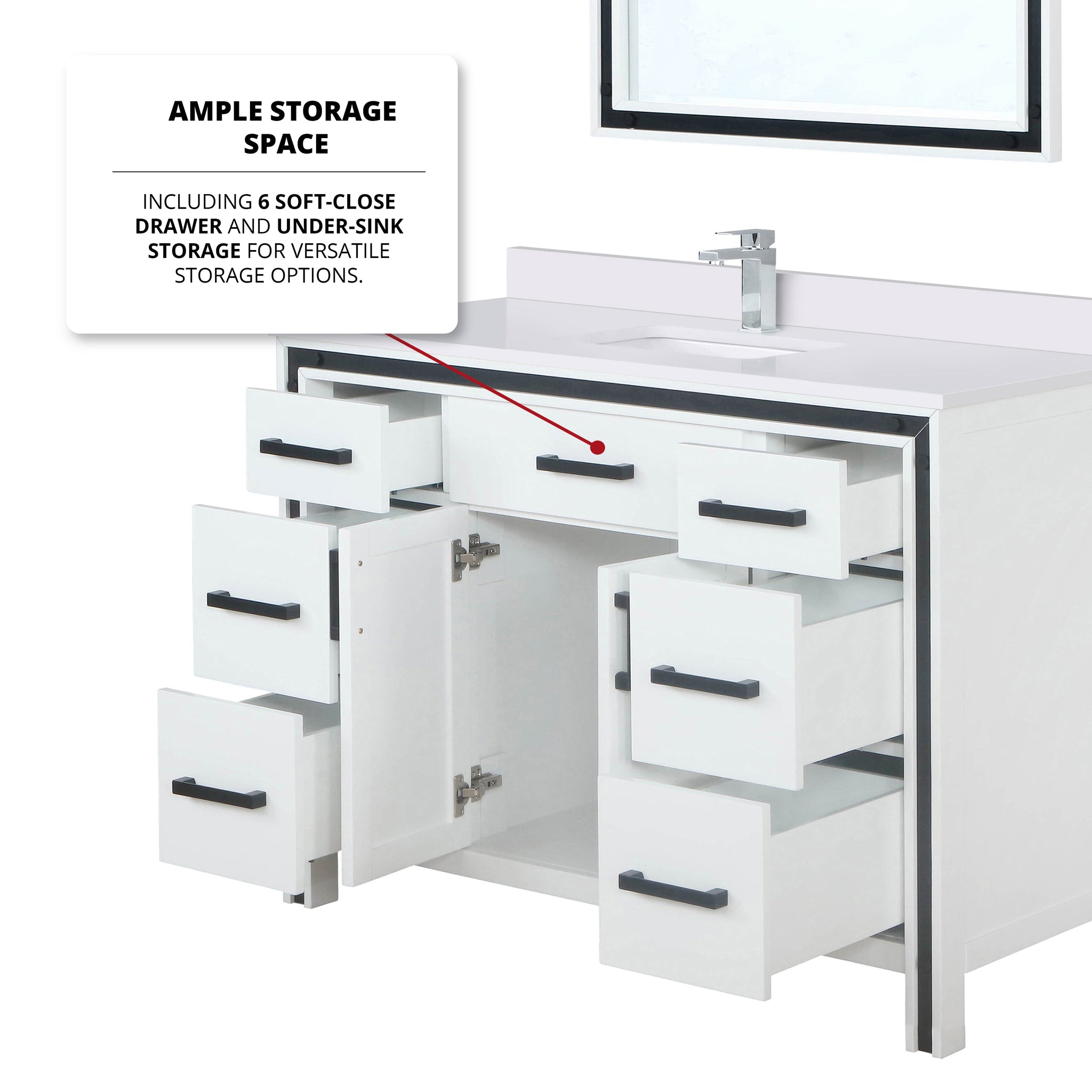 Ziva Freestanding 48 in. Freestanding Bathroom Vanity With Double Integrated Ceramic Sink, White Cultured Marble Top