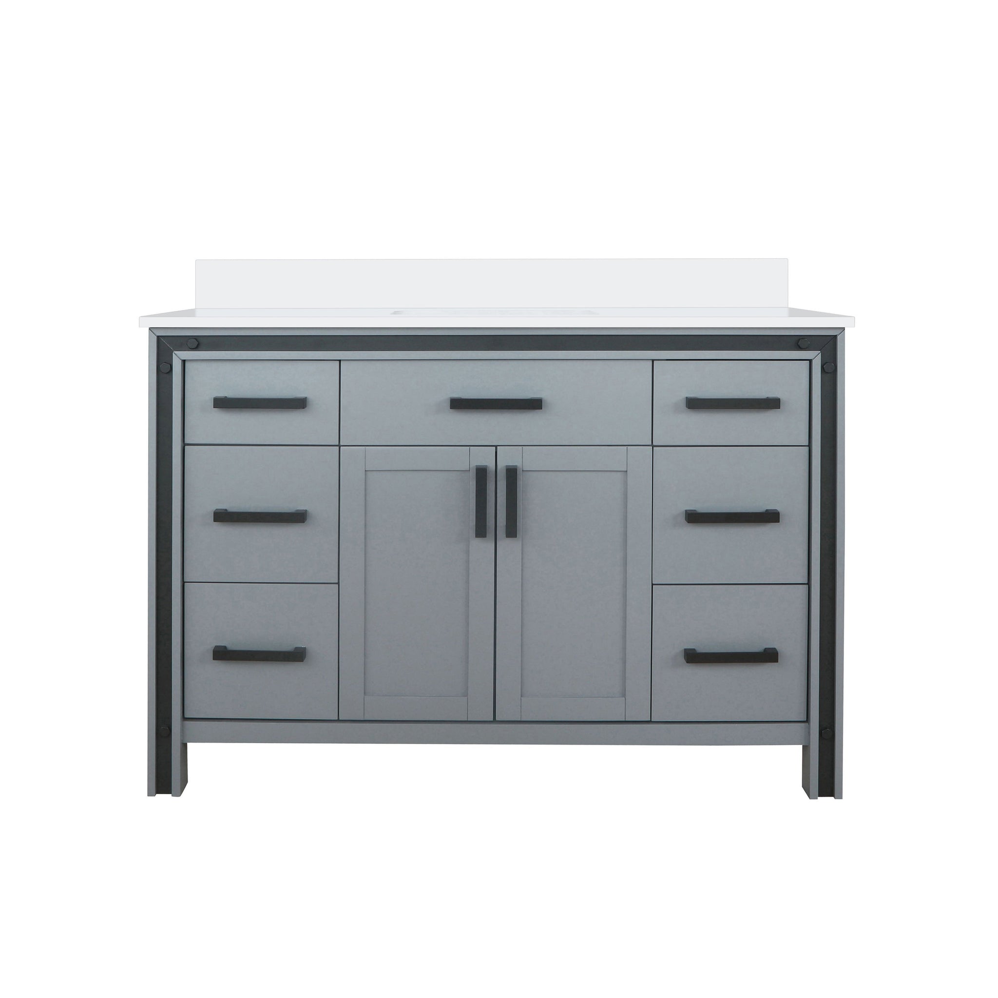 Ziva Freestanding 48 in. Freestanding Bathroom Vanity With Double Integrated Ceramic Sink, White Cultured Marble Top