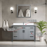 Ziva Freestanding 48 in. Freestanding Bathroom Vanity With Double Integrated Ceramic Sink, White Cultured Marble Top