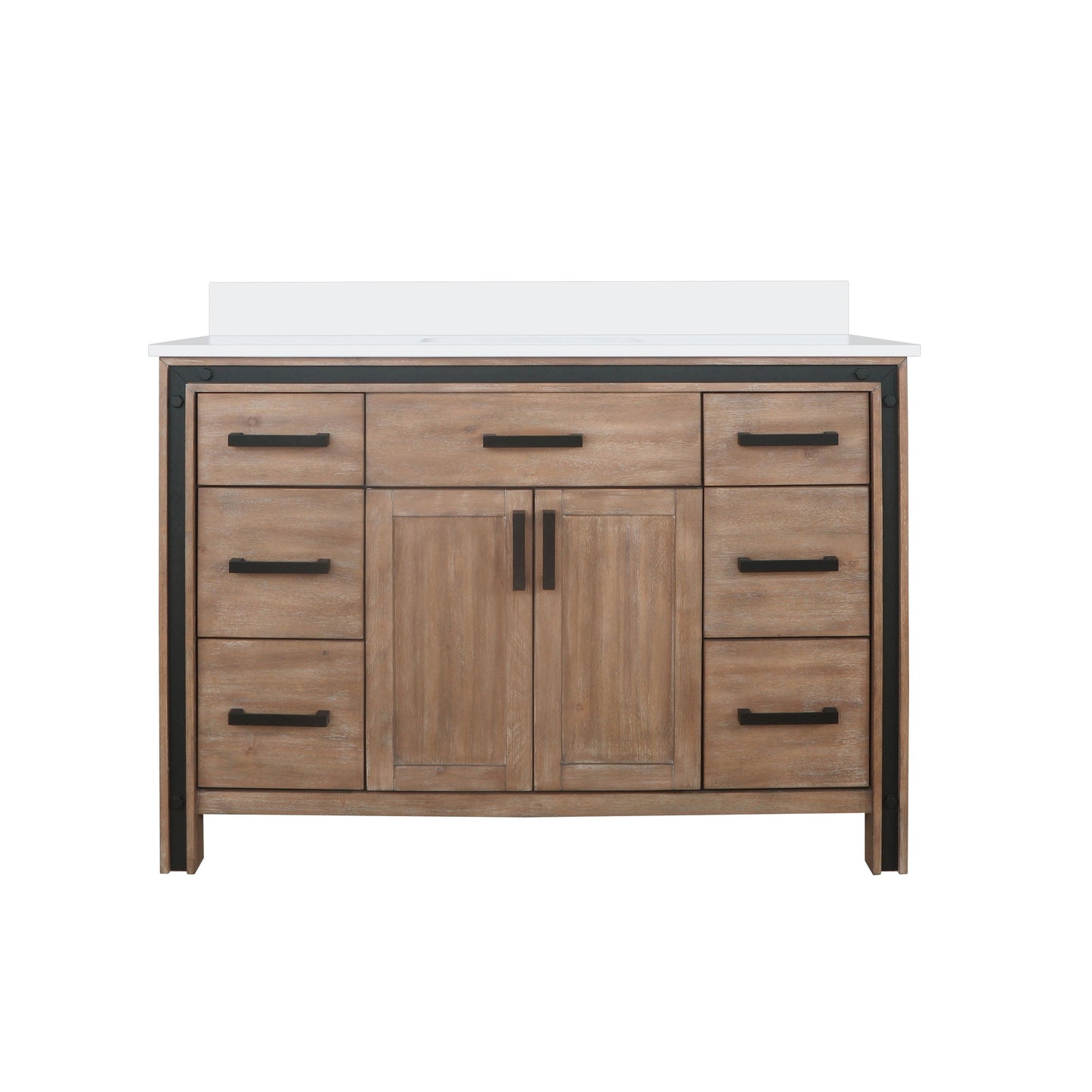 Ziva Freestanding 48 in. Freestanding Bathroom Vanity With Double Integrated Ceramic Sink, White Cultured Marble Top