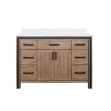 Ziva Freestanding 48 in. Freestanding Bathroom Vanity With Double Integrated Ceramic Sink, White Cultured Marble Top
