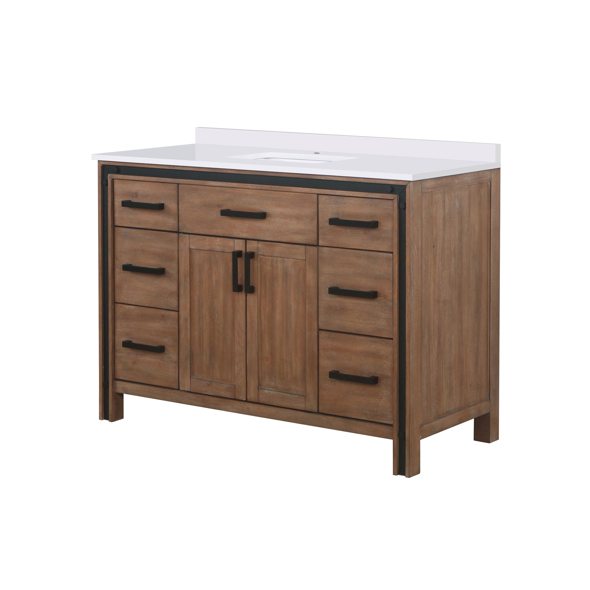 Ziva Freestanding 48 in. Freestanding Bathroom Vanity With Double Integrated Ceramic Sink, White Cultured Marble Top