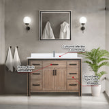Ziva Freestanding 48 in. Freestanding Bathroom Vanity With Double Integrated Ceramic Sink, White Cultured Marble Top