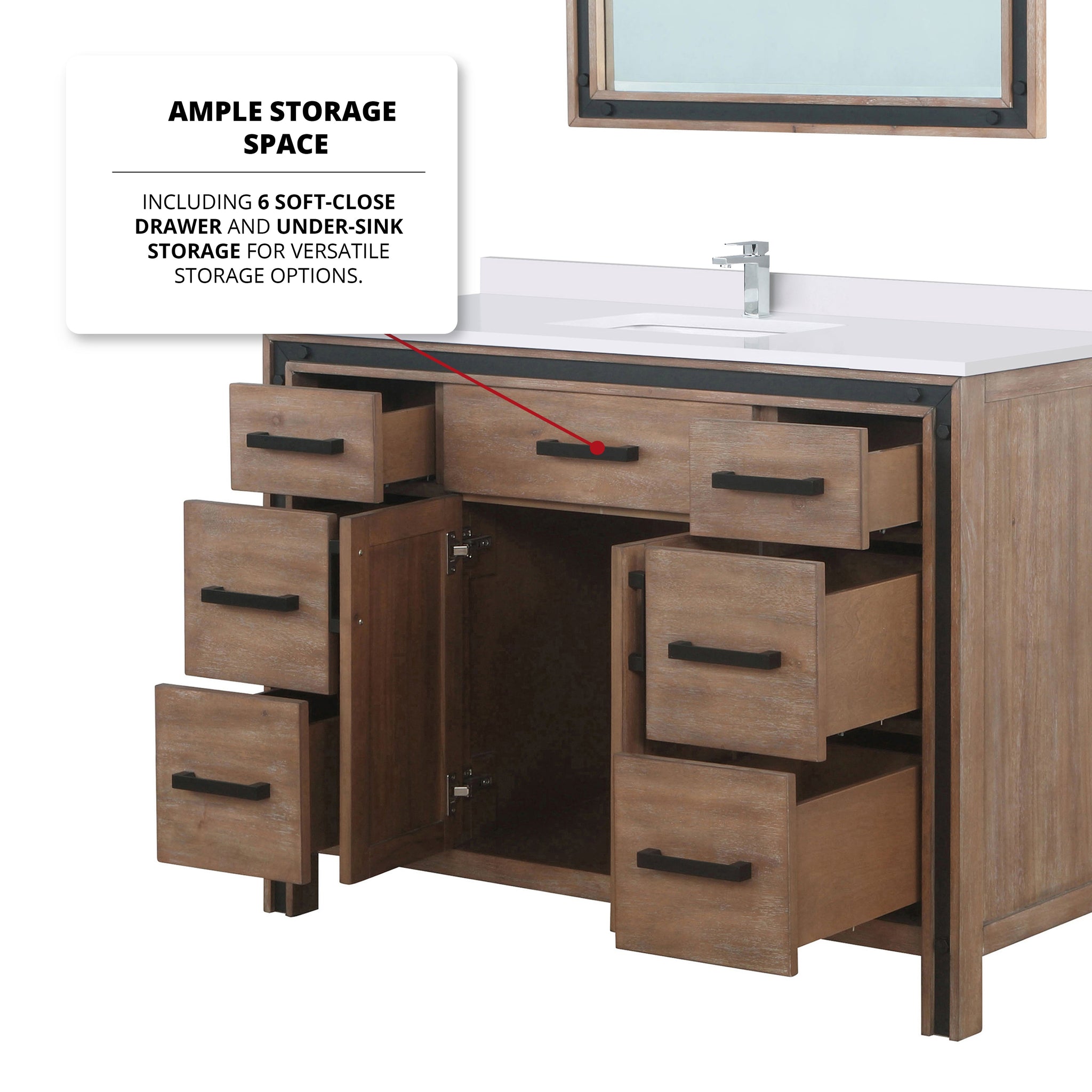 Ziva Freestanding 48 in. Freestanding Bathroom Vanity With Double Integrated Ceramic Sink, White Cultured Marble Top