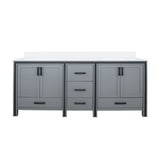 Ziva 80 in. Freestanding Bathroom Vanity With Double Integrated Ceramic Sink, White Cultured Marble Top