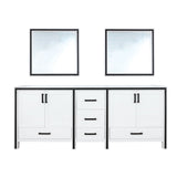 Ziva 84" White Double Vanity, no Top and 34" Mirrors