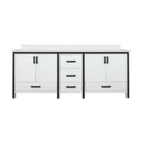 Ziva Freestanding 84 in. Freestanding Bathroom Vanity With Double Integrated Ceramic Sink, White Cultured Marble Top