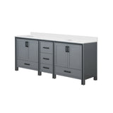 Ziva Freestanding 84 in. Freestanding Bathroom Vanity With Double Integrated Ceramic Sink, White Cultured Marble Top