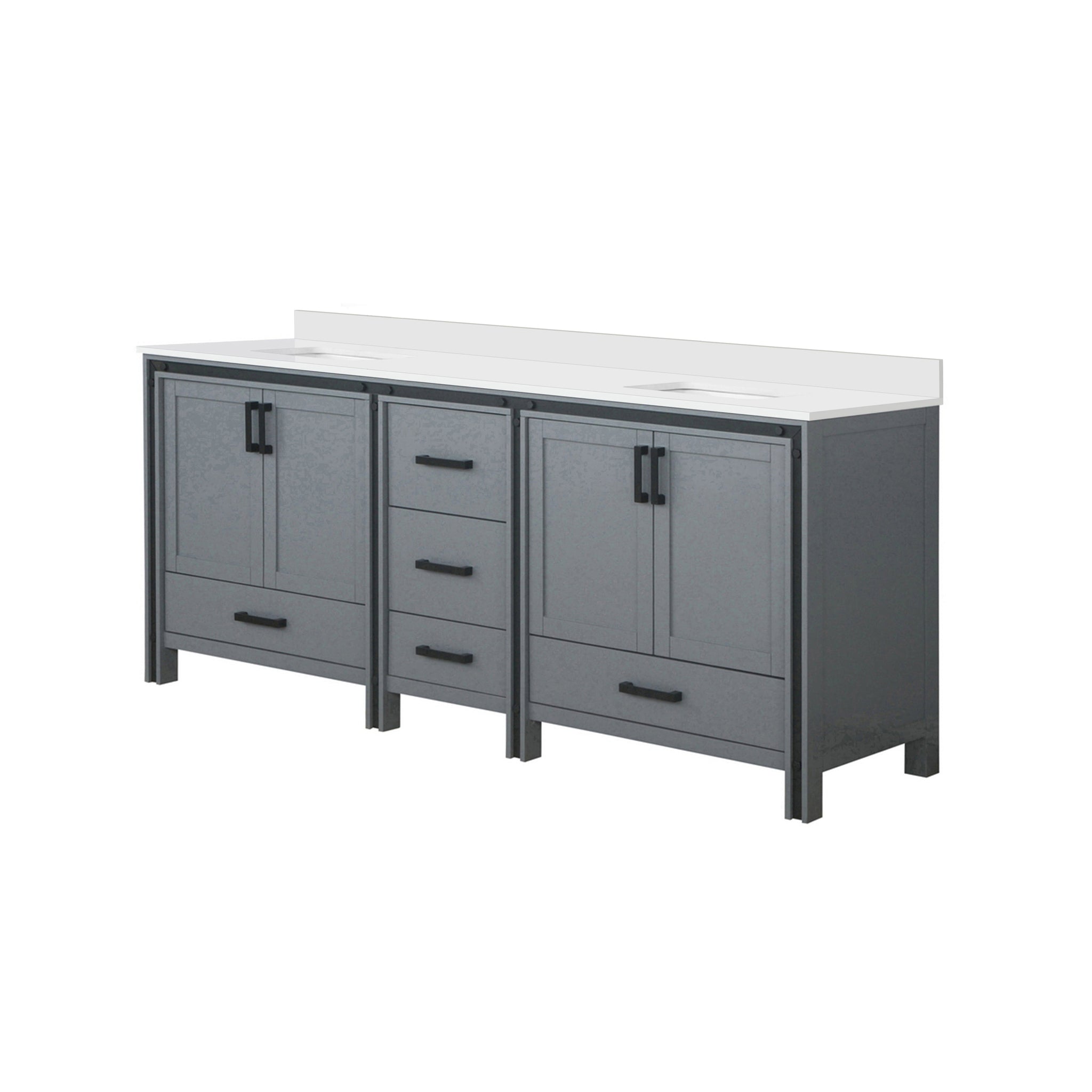 Ziva Freestanding 84 in. Freestanding Bathroom Vanity With Double Integrated Ceramic Sink, White Cultured Marble Top