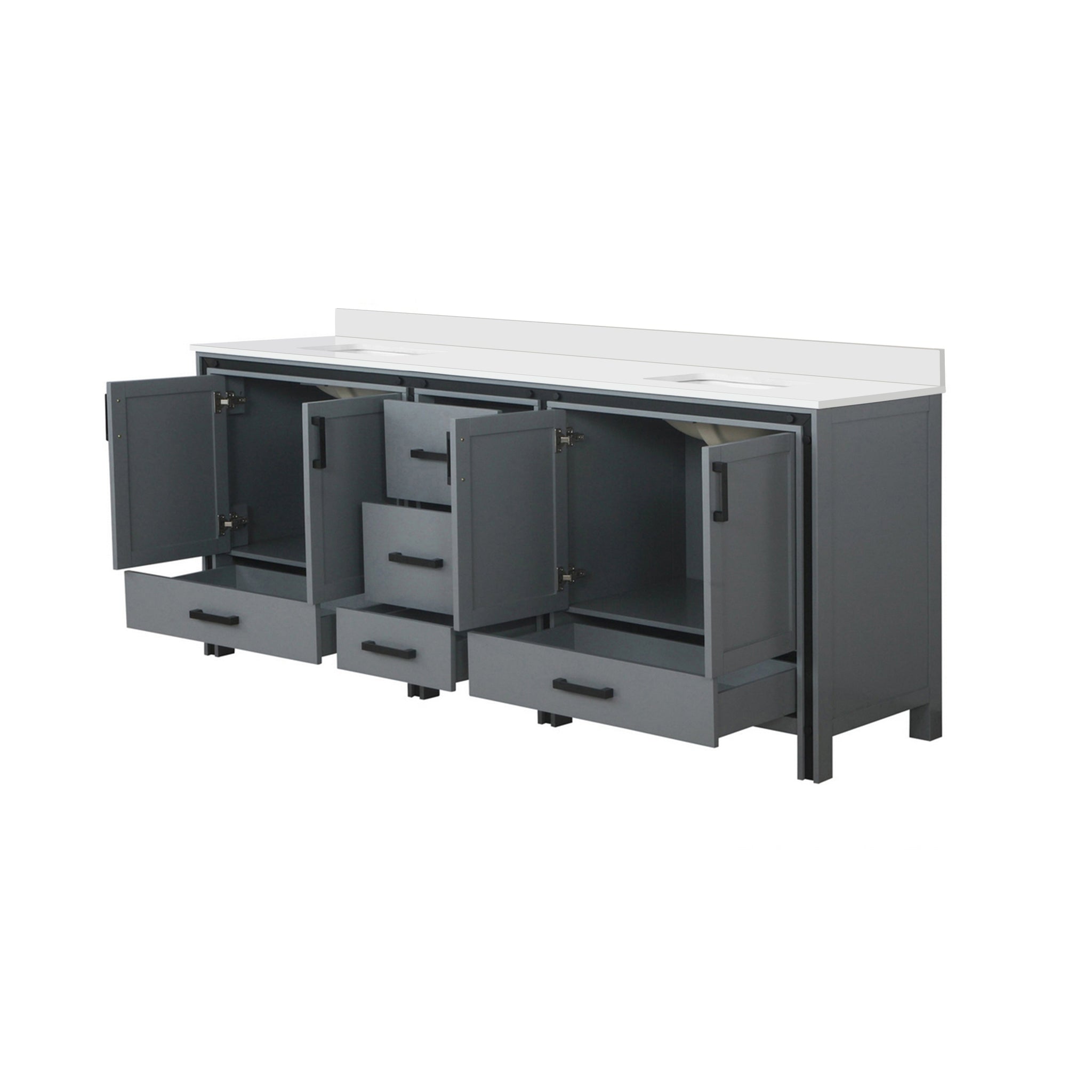 Ziva Freestanding 84 in. Freestanding Bathroom Vanity With Double Integrated Ceramic Sink, White Cultured Marble Top