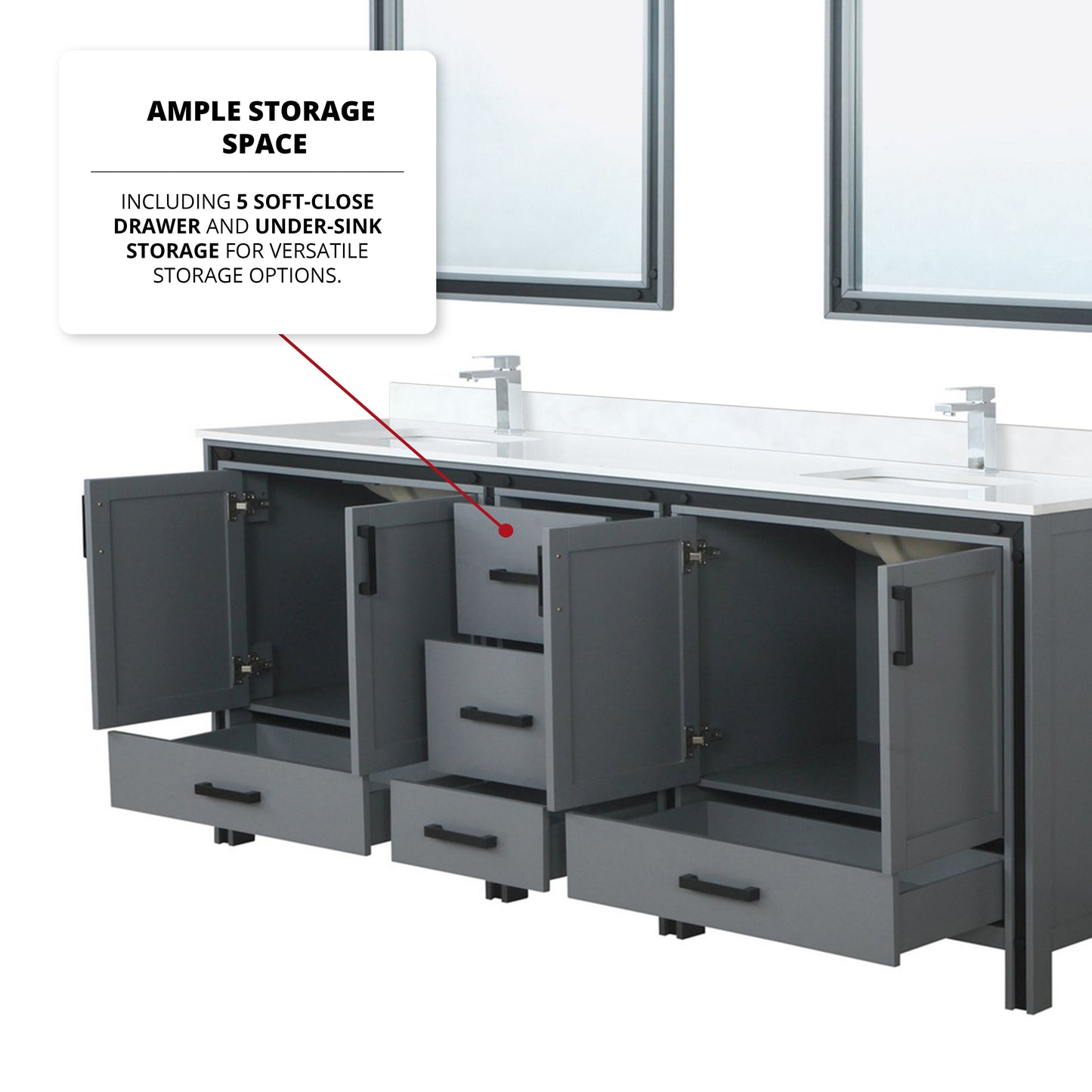 Ziva Freestanding 84 in. Freestanding Bathroom Vanity With Double Integrated Ceramic Sink, White Cultured Marble Top