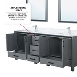 Ziva Freestanding 84 in. Freestanding Bathroom Vanity With Double Integrated Ceramic Sink, White Cultured Marble Top