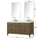 Laurel 60 in. Freestanding Bathroom Vanity with Carrara Marble Sink Top