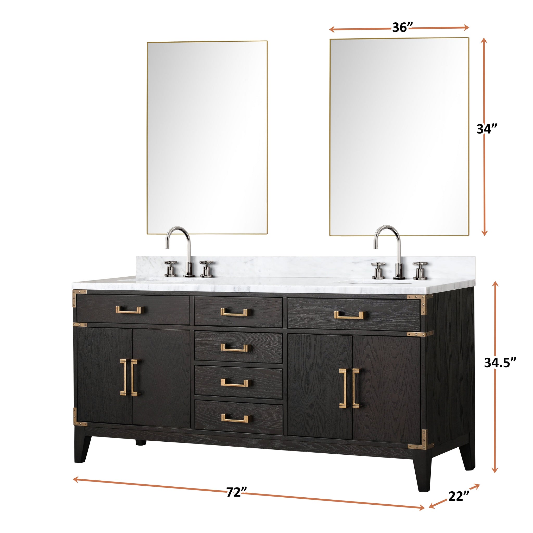 Laurel 72 in. Freestanding Bathroom Vanity with Carrara Marble Sink Top