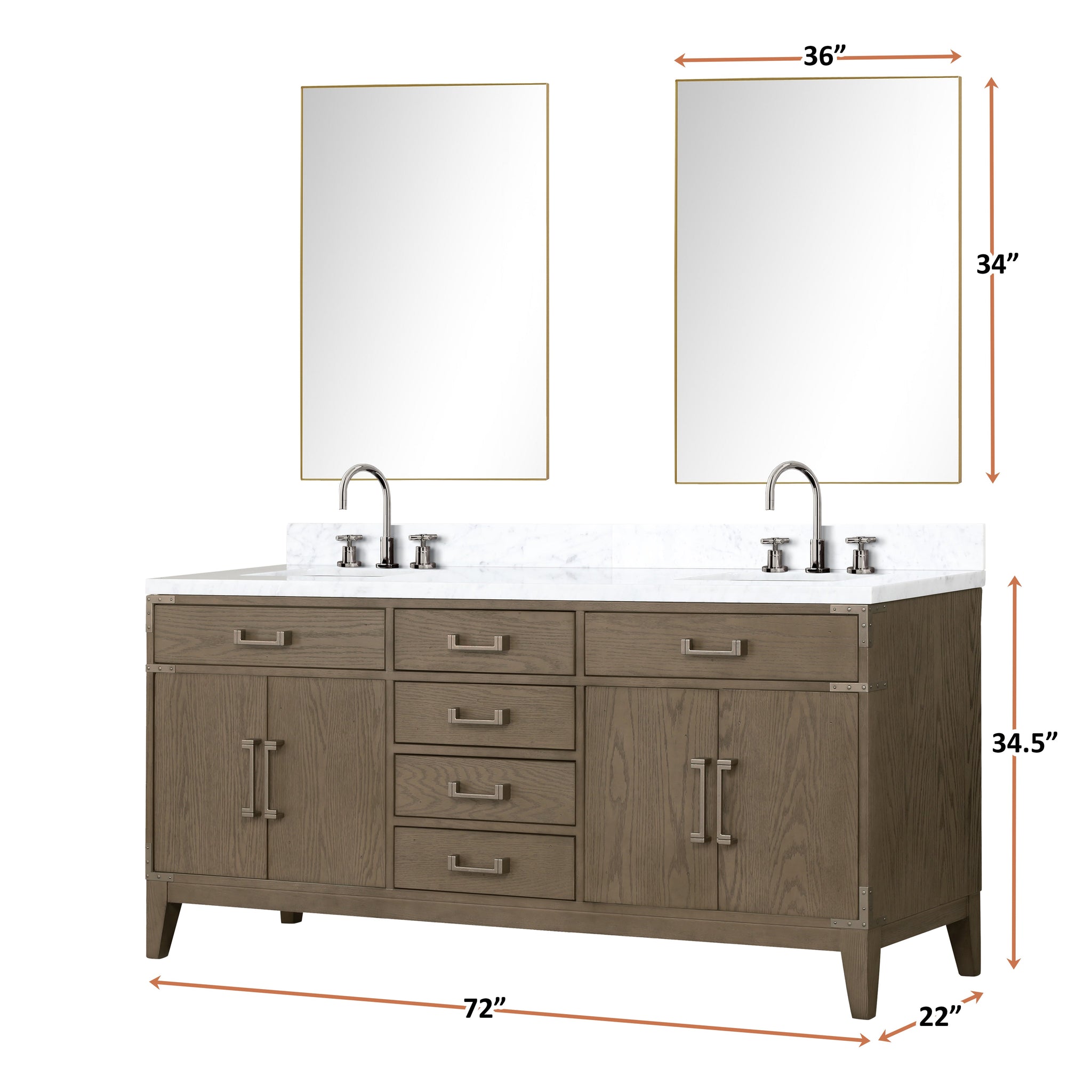 Laurel 72 in. Freestanding Bathroom Vanity with Carrara Marble Sink Top