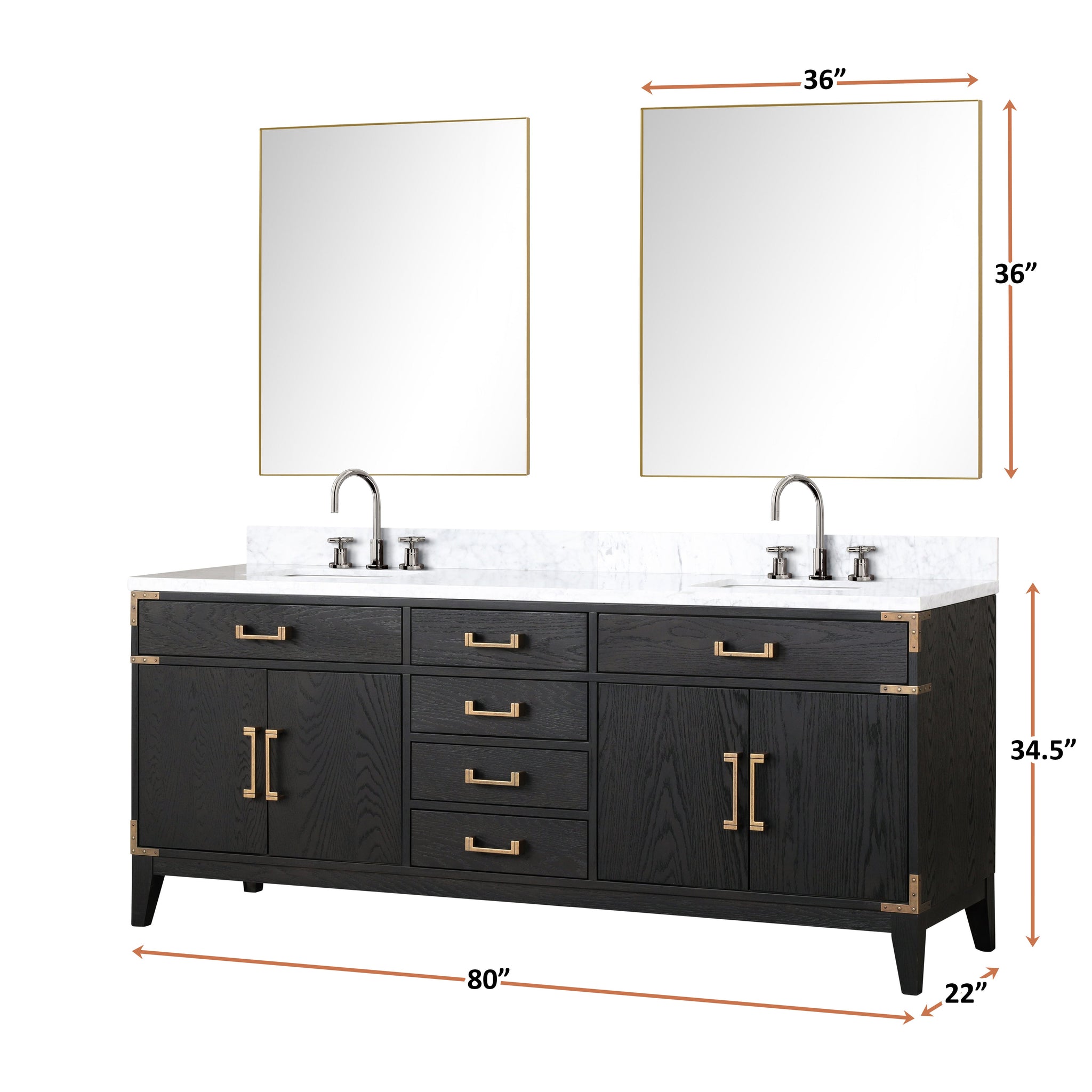 Laurel 80 in. Freestanding Bathroom Vanity with Carrara Marble Sink Top
