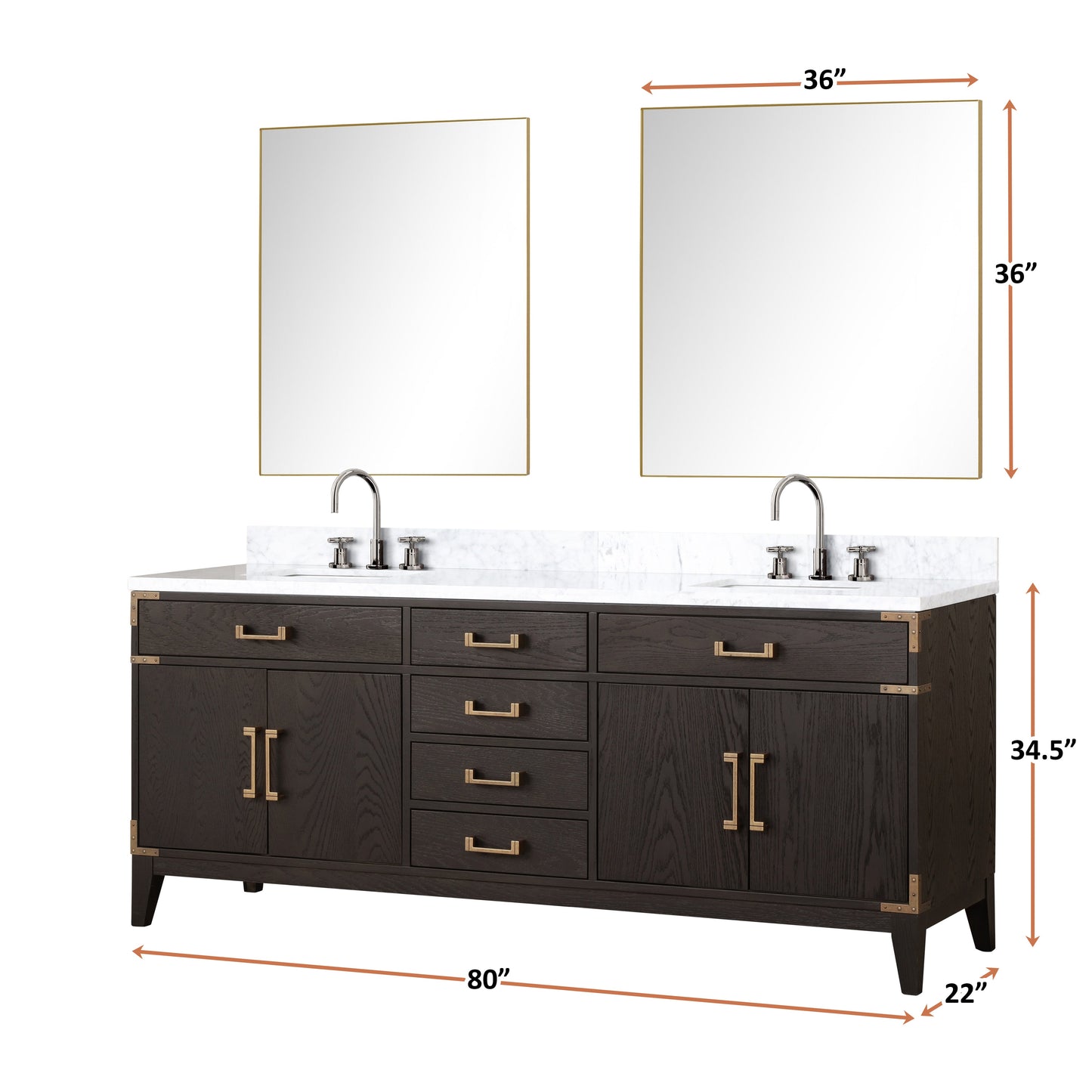 Laurel 80 in. Freestanding Bathroom Vanity with Carrara Marble Sink Top