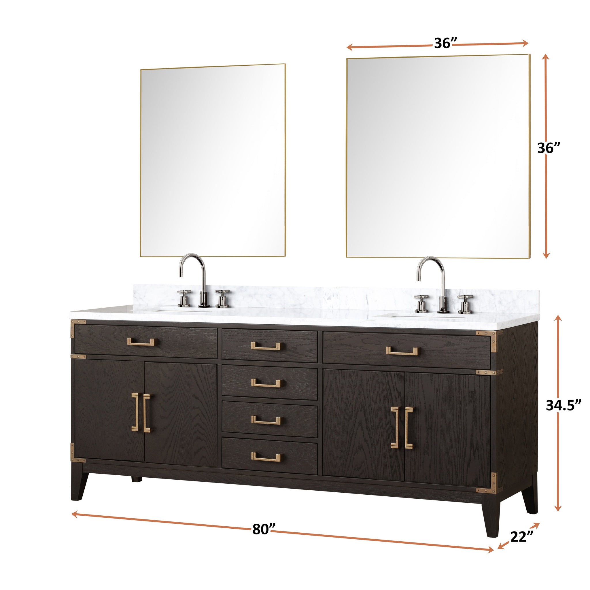 Laurel 80 in. Freestanding Bathroom Vanity with Carrara Marble Sink Top