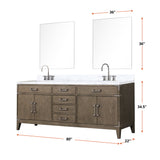Laurel 80 in. Freestanding Bathroom Vanity with Carrara Marble Sink Top