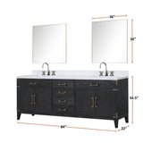 Laurel 84 in. Freestanding Bathroom Vanity with Carrara Marble Sink Top
