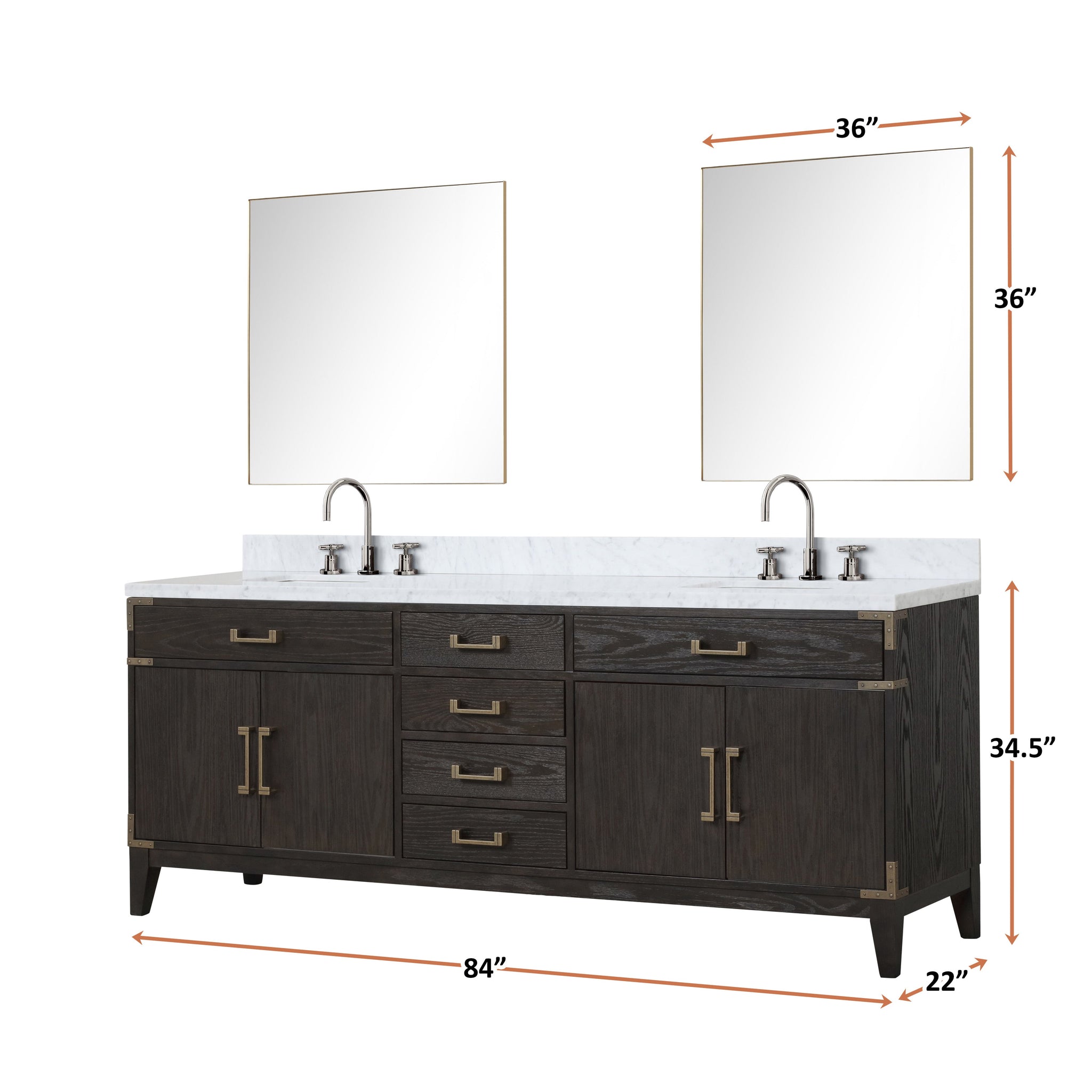 Laurel 84 in. Freestanding Bathroom Vanity with Carrara Marble Sink Top