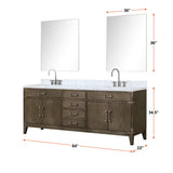 Laurel 84 in. Freestanding Bathroom Vanity with Carrara Marble Sink Top