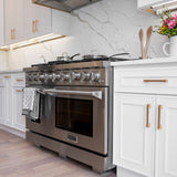 KUCHT Professional 48 in. 6.7 cu. ft. Natural Gas Range Two Ovens - One Convection - with True Simmer Burners