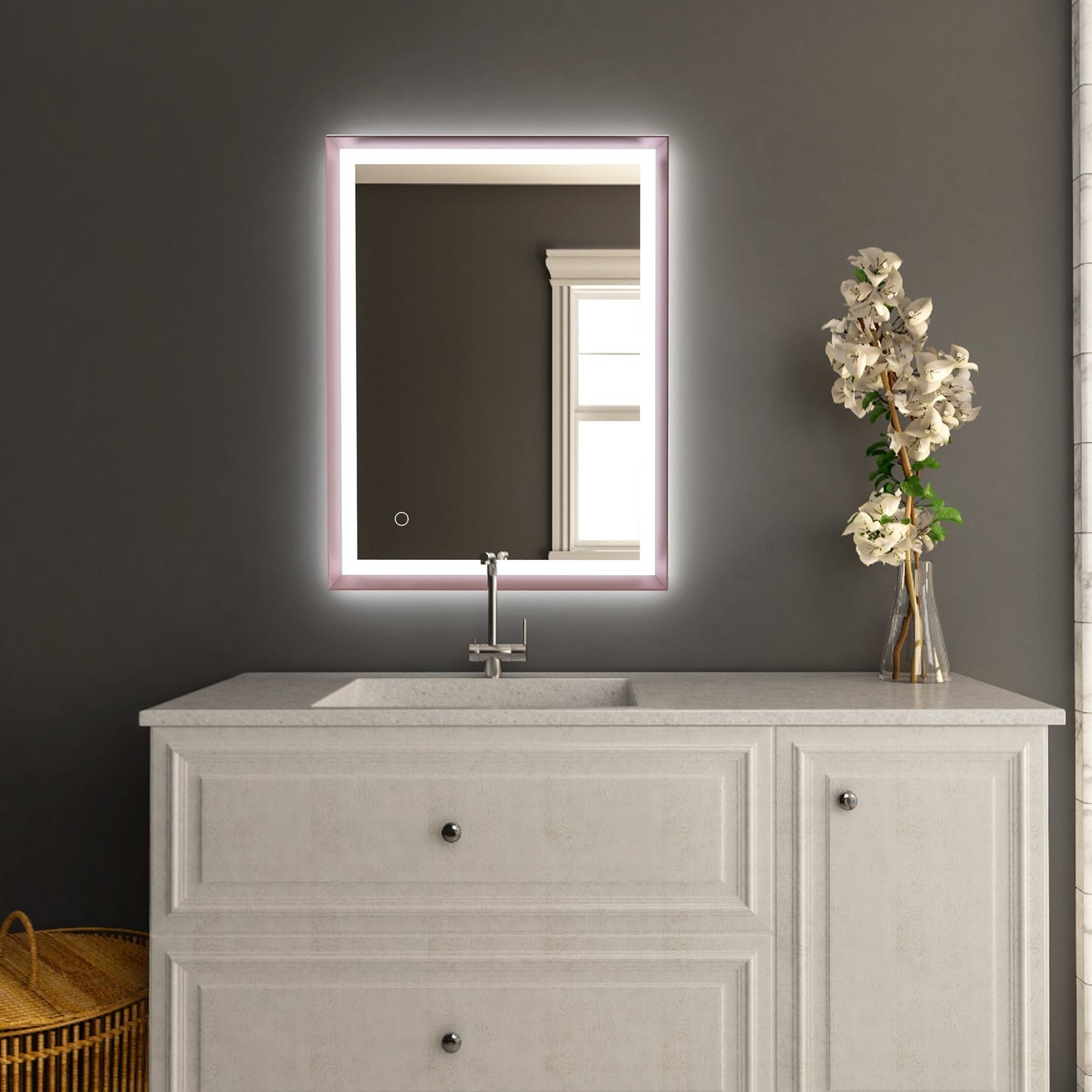 Frontlit/Backlit LED Lighted Bathroom Vanity Mirror with Frame, Anti-Fog, Touch Button, CRI 90+, Adjustable CCT & Memory, Magnum Style