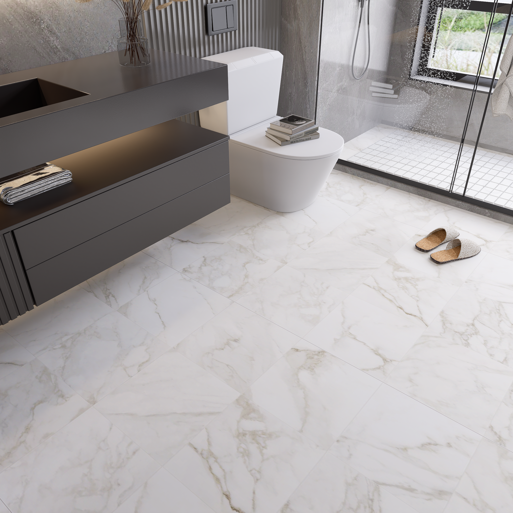 20 x 20 in Lumino Calacatta Matte Pressed Glazed Porcelain Tile