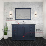 Dukes 48 in. Freestanding Bathroom Vanity with White Carrara Marble Top, White Square Sink