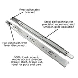Side Drawer Slides Soft Close Full Extension 12 Inch (2 Pack) - Hickory Hardware