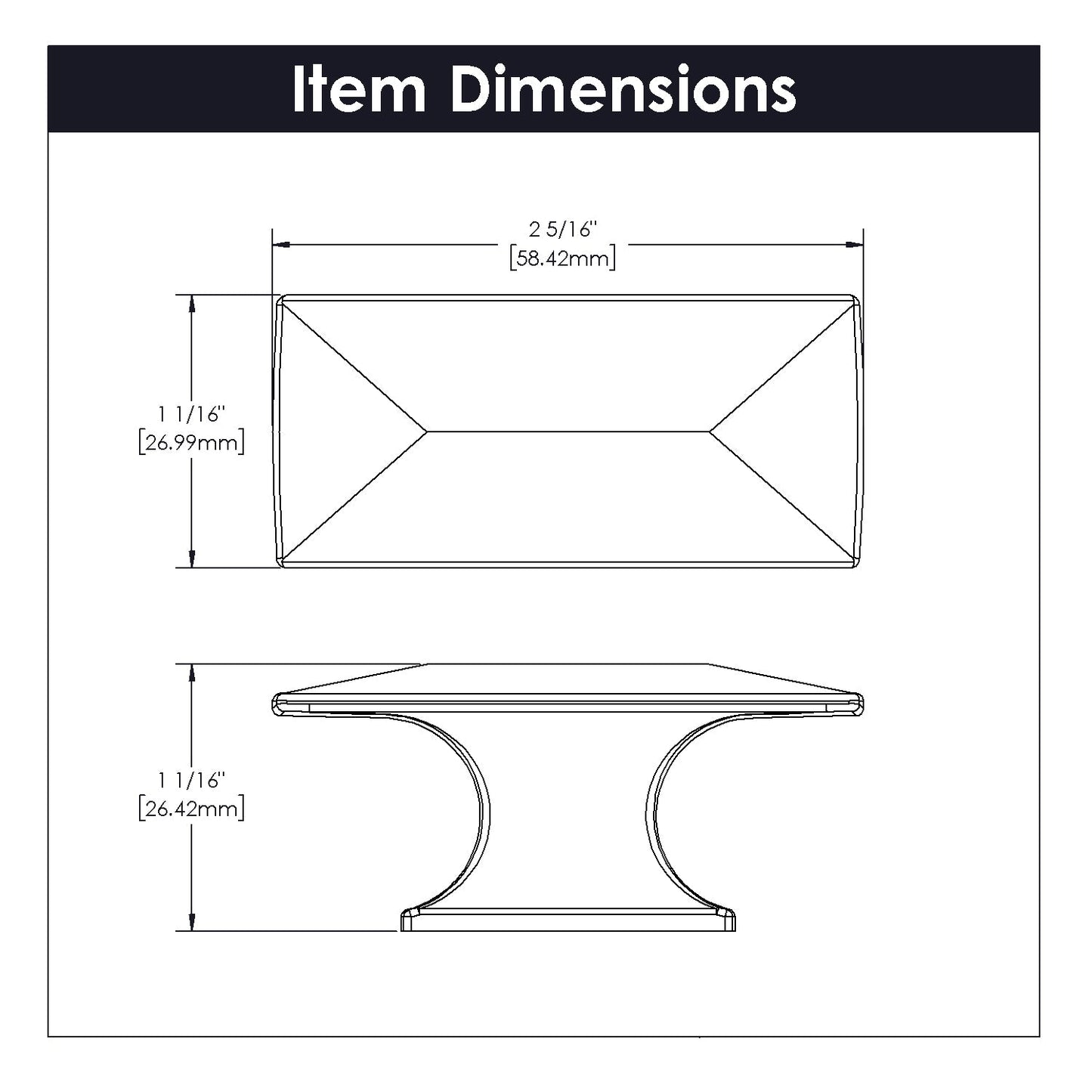 Knob 2-5/16 Inch x 1-1/16 Inch - Bungalow Collection