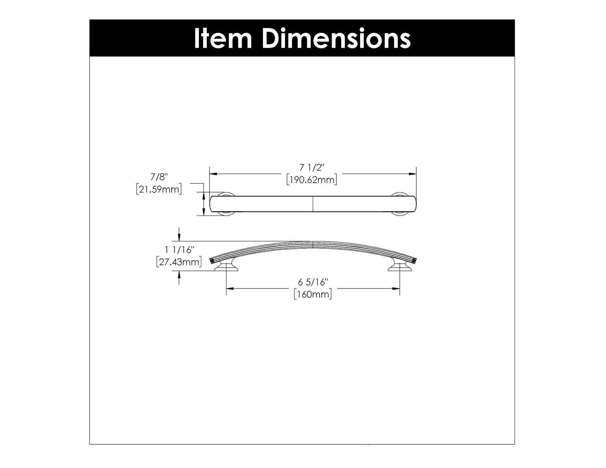 Cabinet Pull - 6-5/16 Inch (160mm) Center to Center - Hickory Hardware