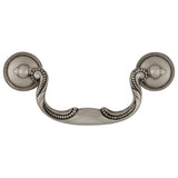 Rosette Backplate Pull 3-1/2 Inch Center to Center in Silver Stone - Manor House Collection