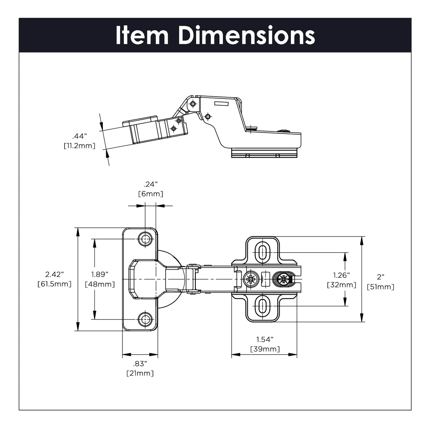 Hinge Concealed Full Inset Frameless Self-Close in Polished Nickel - Hickory Hardware