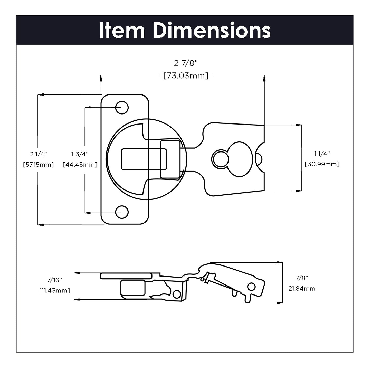 Hinge Concealed 3/4 Inch Overlay Face Frame Self-Close in Polished Nickel - Hickory Hardware