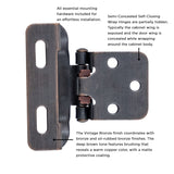 Semi Concealed Cabinet Hinges 1/4 Inch Overlay Face Frame Full Wrap Self-Close (2 Hinges/Per Pack) - Hickory Hardware