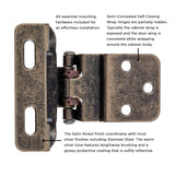 Self Closing Hinge Semi-Concealed 3/8 Inch Inset 1/4 Inch Overlay Face Frame Part Wrap Self-Close (2 Hinges/Per Pack) - Hickory Hardware
