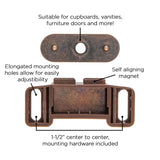 Magnetic Catch 1-1/2 Inch Center to Center in Statuary Bronze - Hickory Hardware