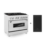 ZLINE 36 in. 4.6 cu. ft. Legacy Dual Fuel Range with Gas Cooktop and Electric Convection Oven in Satin Stainless Steel with 6 Brass Burners and Griddle (RAS-SN-BR-GR-36)