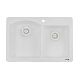 33 x 22 inch Dual-Mount Granite Composite Double Bowl Kitchen Sink
