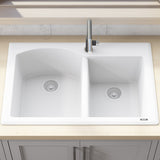 33 x 22 inch Dual-Mount Granite Composite Double Bowl Kitchen Sink