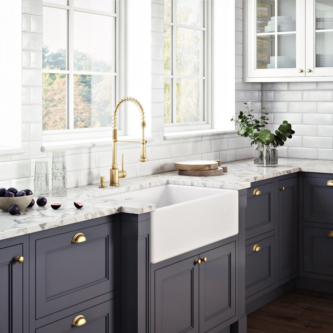 30 x 20 inch Fireclay Reversible Farmhouse Apron-Front Kitchen Sink Single Bowl
