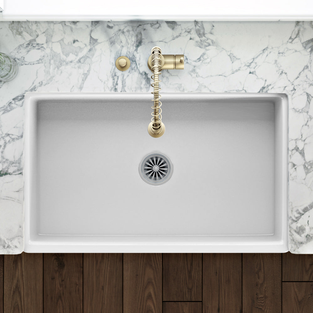 33 x 20 inch Fireclay Reversible Farmhouse Apron-Front Kitchen Sink Single Bowl