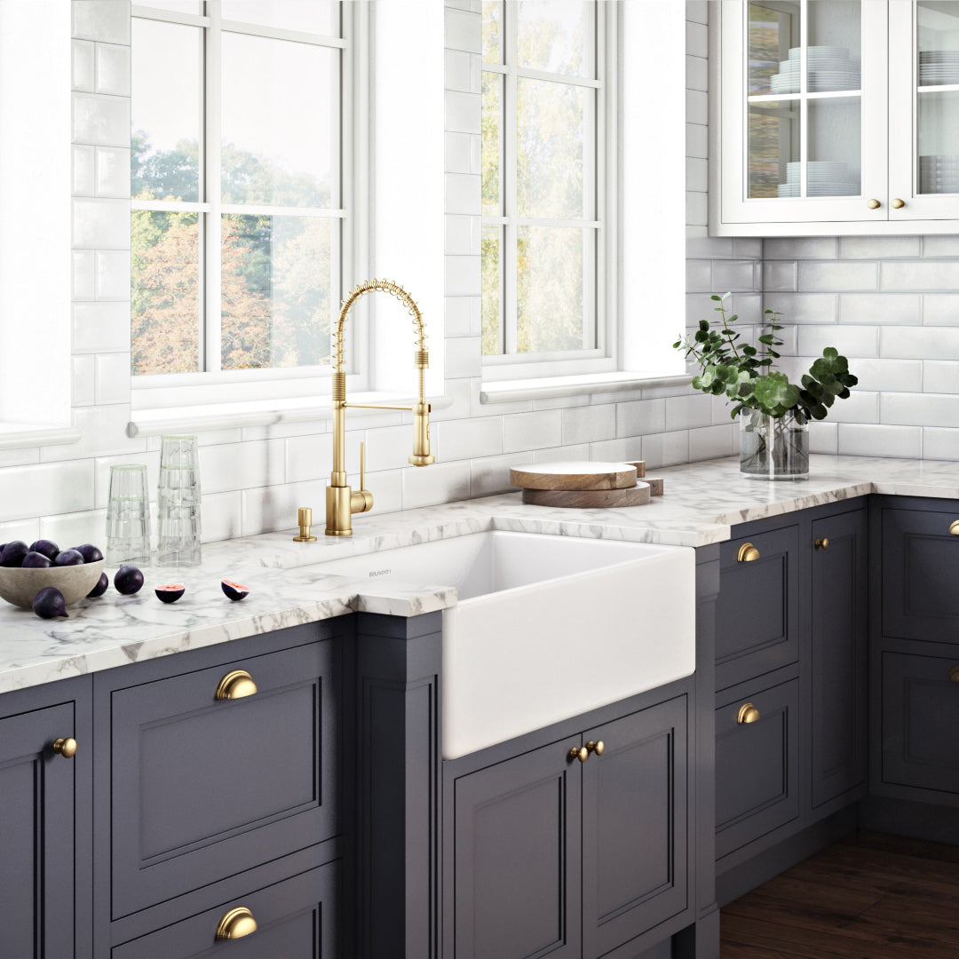 33 x 20 inch Fireclay Reversible Farmhouse Apron-Front Kitchen Sink Single Bowl