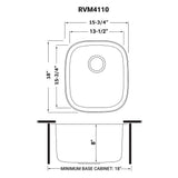 Undermount 16 Gauge Stainless Steel Bar Prep Sink