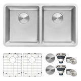 Undermount Kitchen Sink 50/50 Double Bowl 16 Gauge Stainless Steel